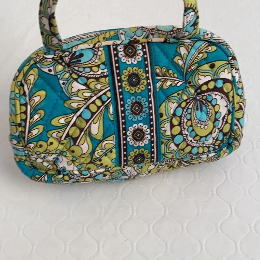Vera Bradley Peacock on the Go turquoise multicolor cosmetic case with handles